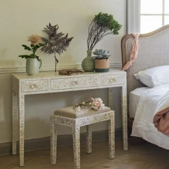 Graham & Green Maxi White Mother of Pearl Dressing Table