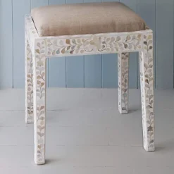 Graham & Green Maxi White Mother of Pearl Stool
