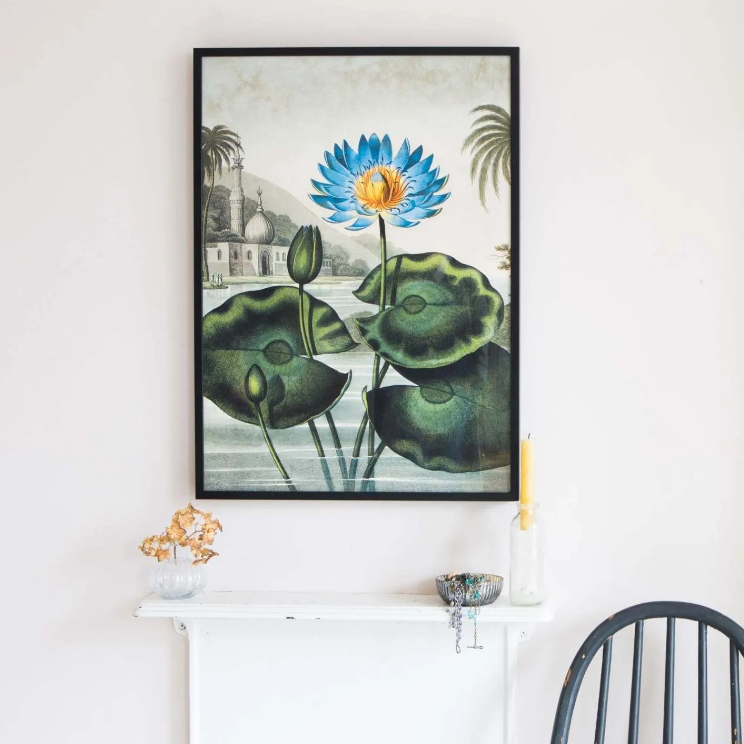 Graham & Green Medium Framed Blue Water Lily Print