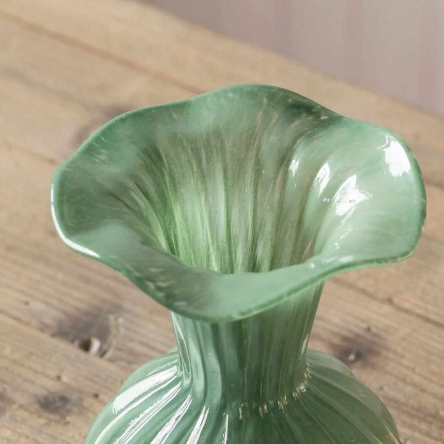 Graham & Green Medium Green Fluted Ruffle Vase