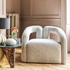 Graham & Green Mika Grey Bouclé Armchair
