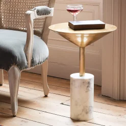 Graham & Green Mildred Gold and Marble Side Table