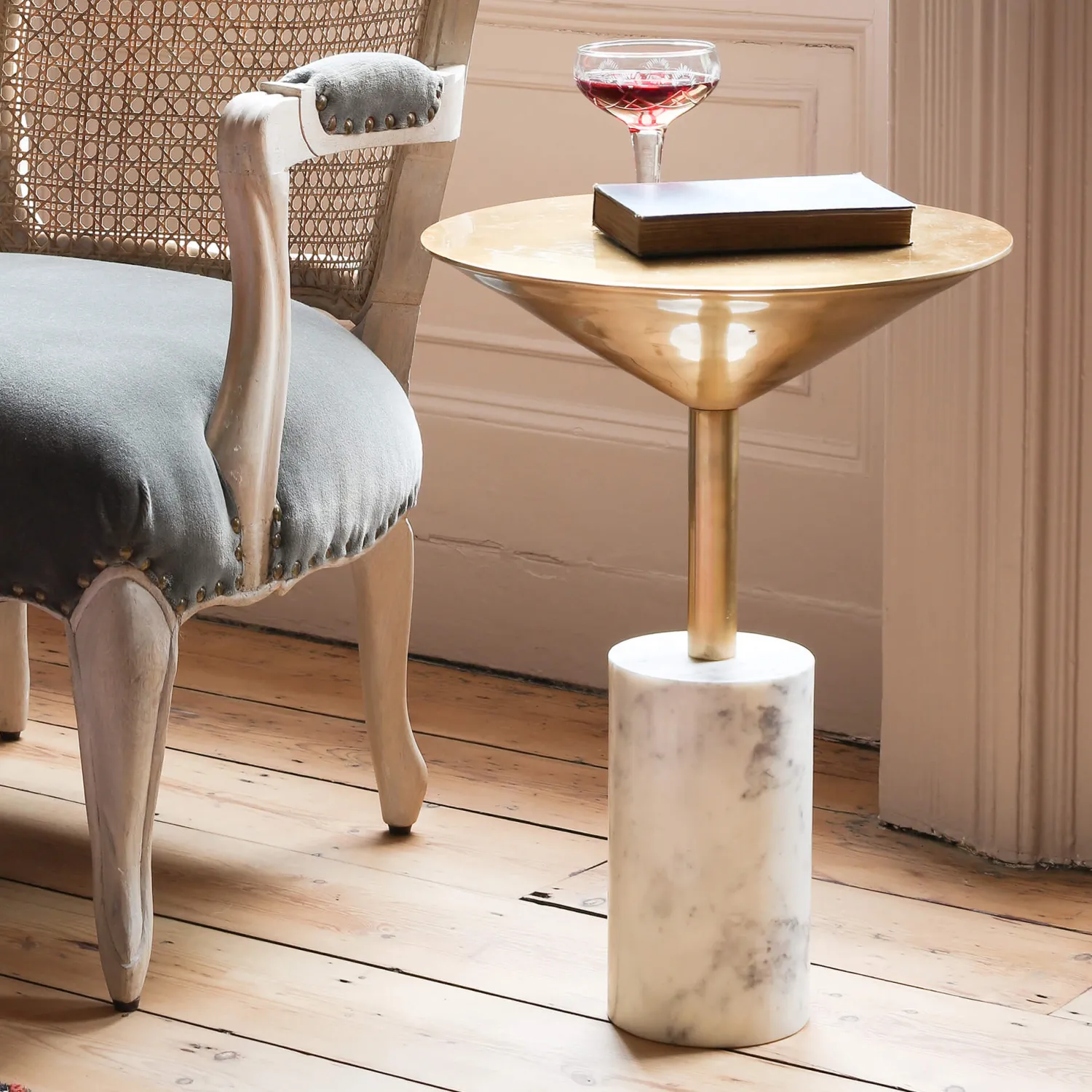 Graham & Green Mildred Gold and Marble Side Table