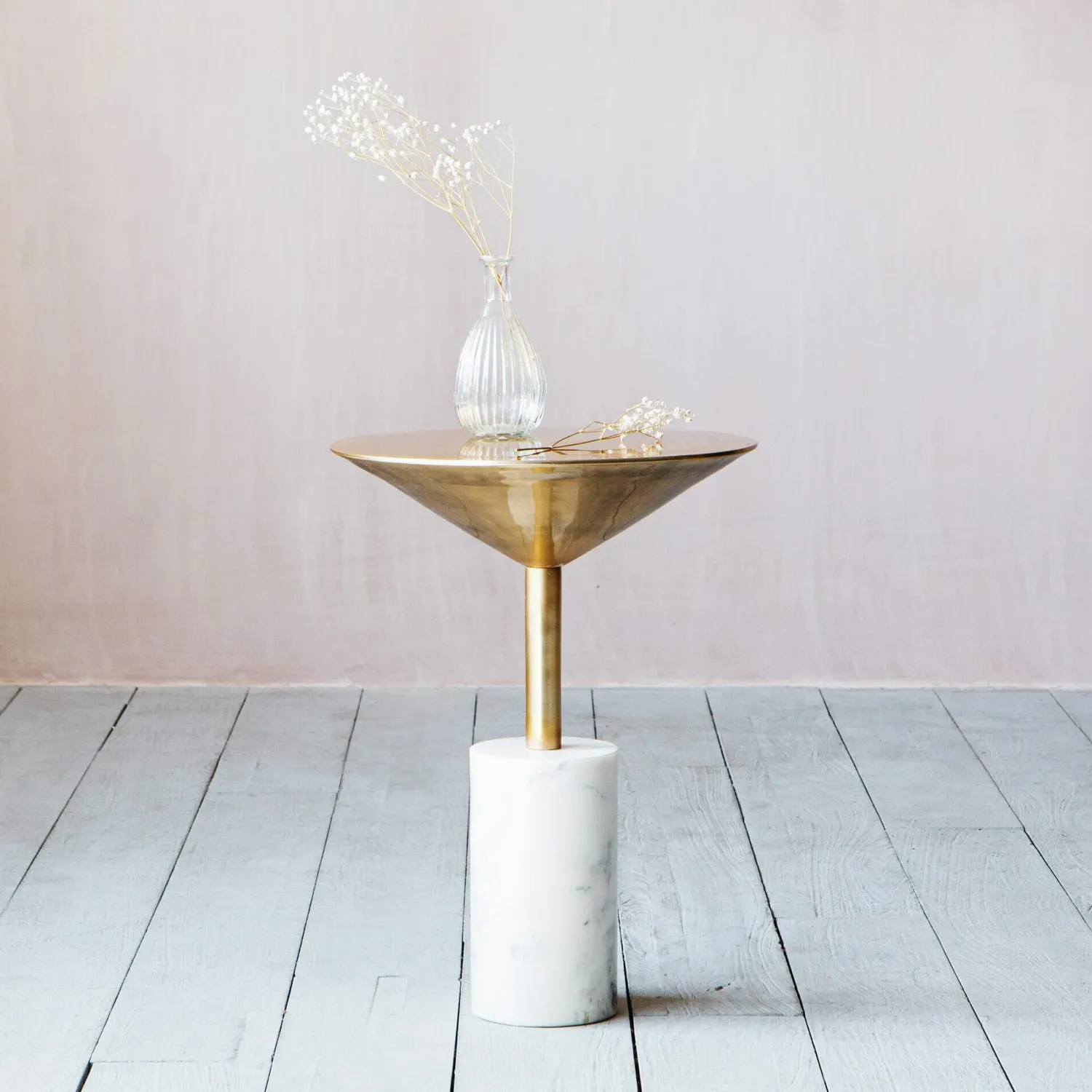 Graham & Green Mildred Gold and Marble Side Table