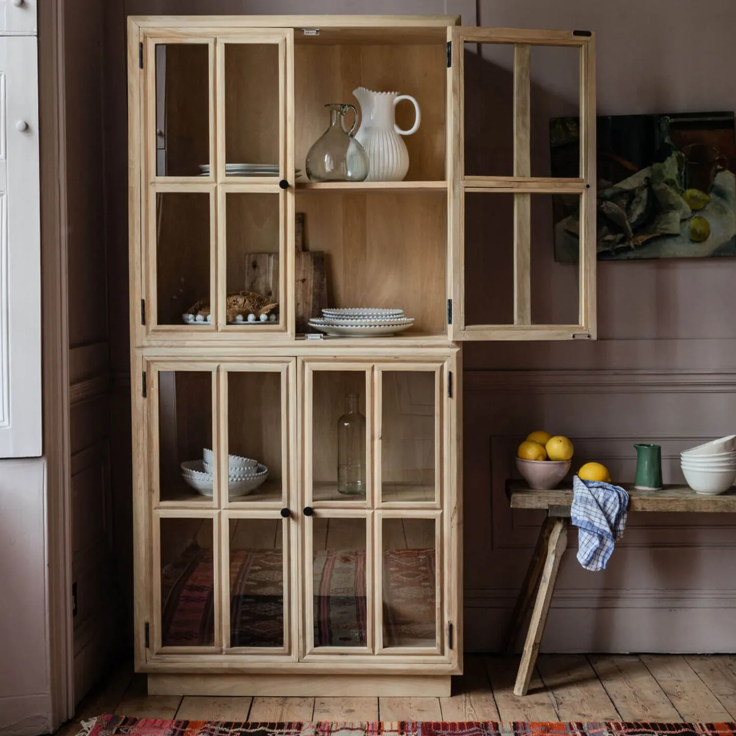 Graham & Green Mimosa Four Door Glass Cupboard