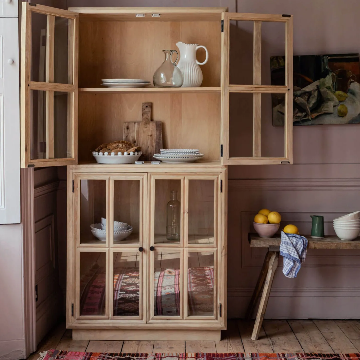 Graham & Green Mimosa Four Door Glass Cupboard