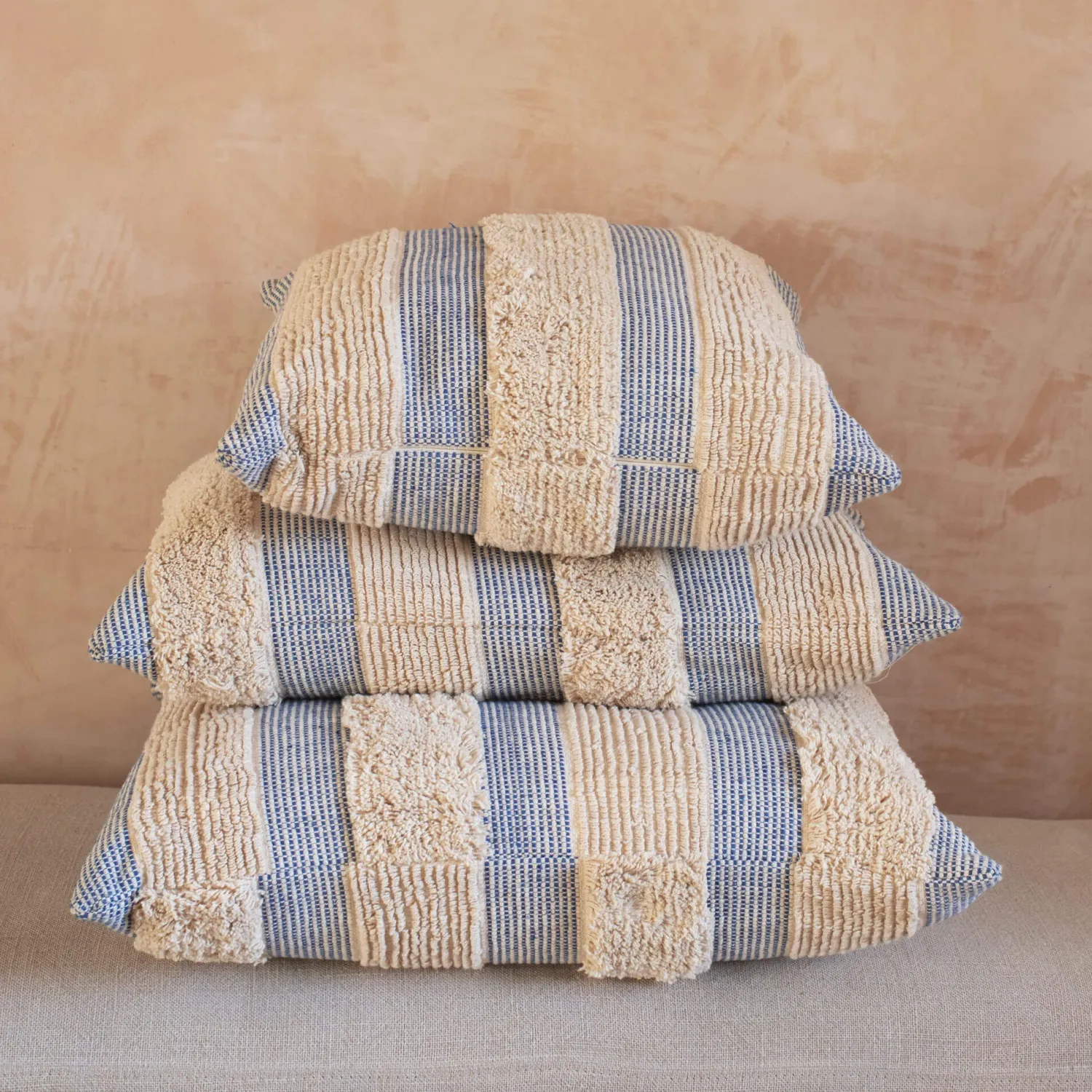 Graham & Green Misty Blue and White Striped Cushions