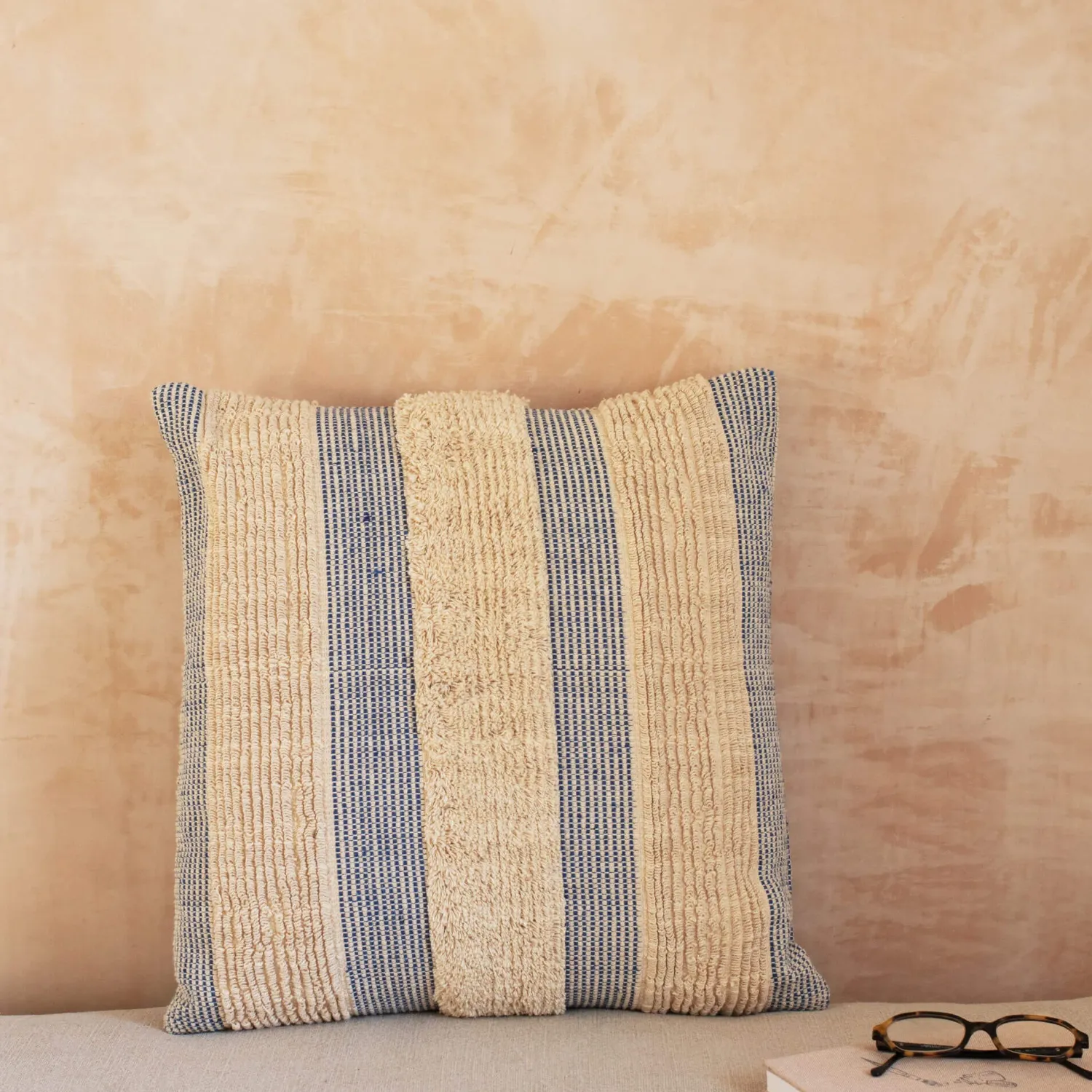 Graham & Green Misty Blue and White Striped Cushions