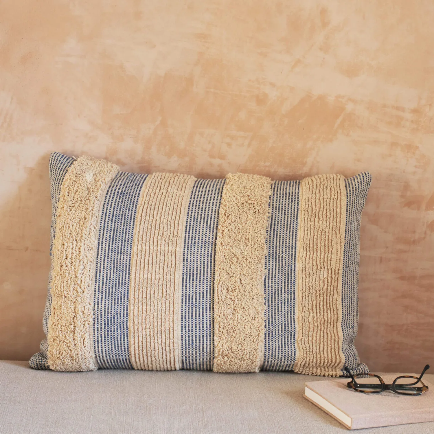Graham & Green Misty Blue and White Striped Cushions