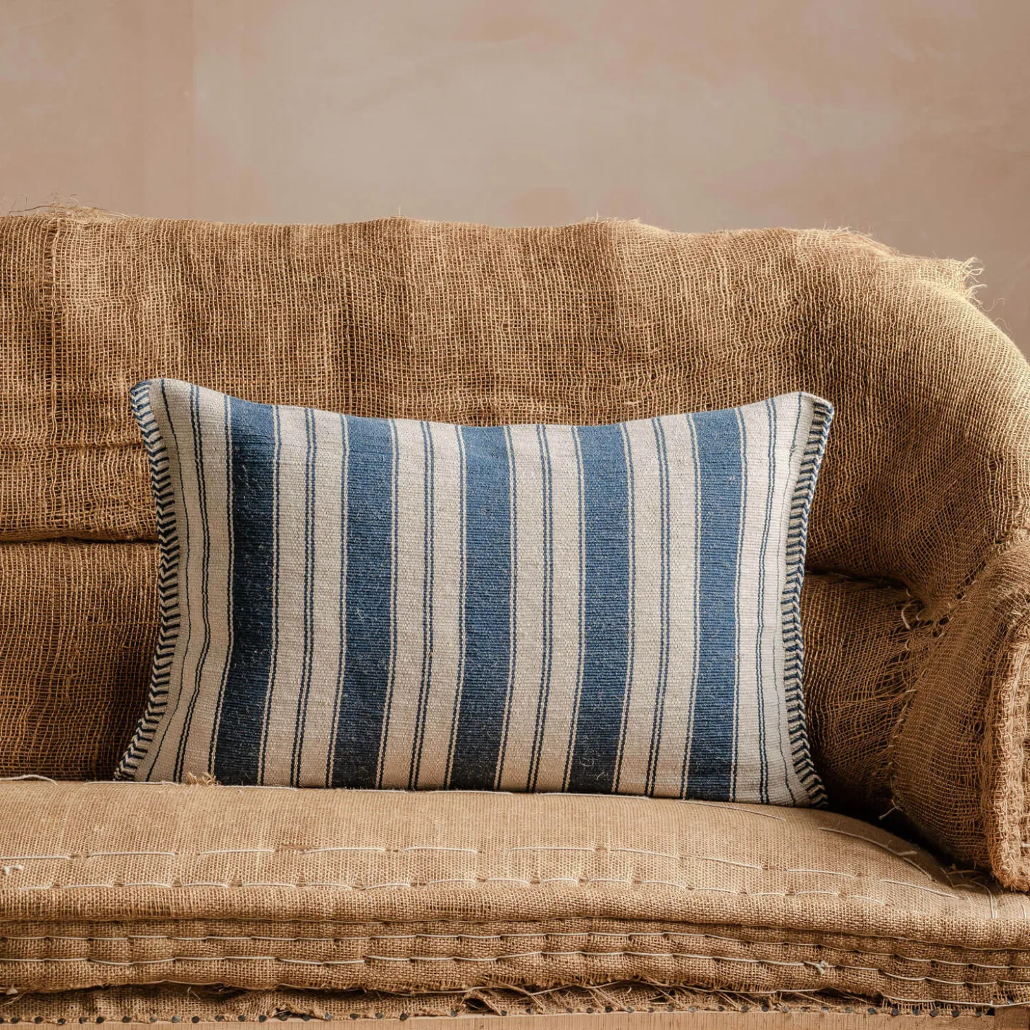 Graham & Green Moana Blue and White Striped Rectangular Cushion