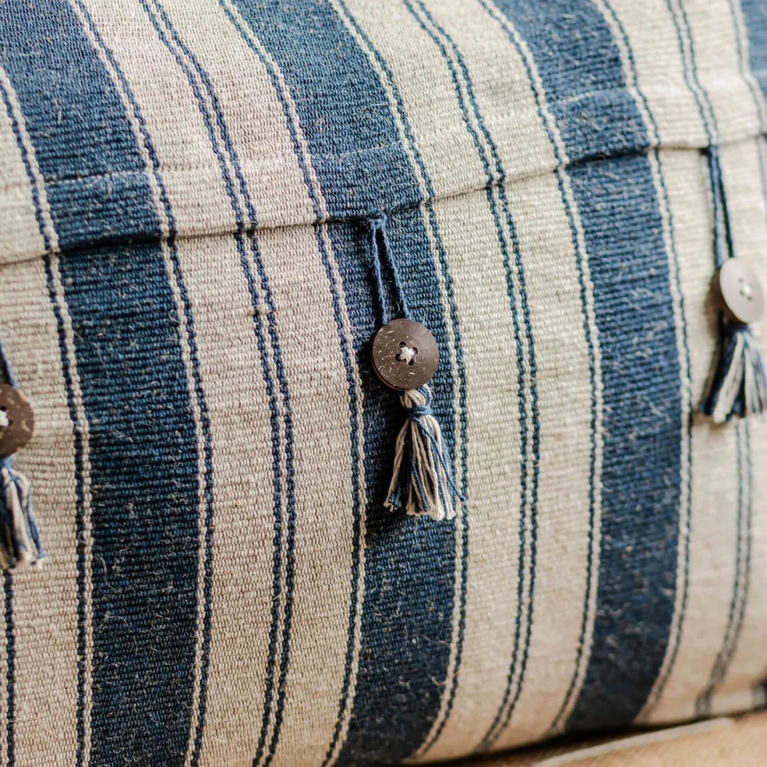 Graham & Green Moana Blue and White Striped Rectangular Cushion