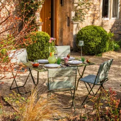 Graham & Green Moss Green Balcony Table and Four Chairs Set