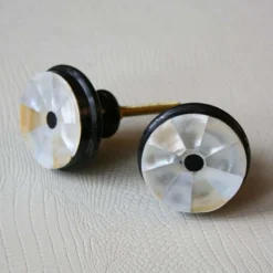 Graham & Green Mother of Pearl and Black Horn Drawer Knob