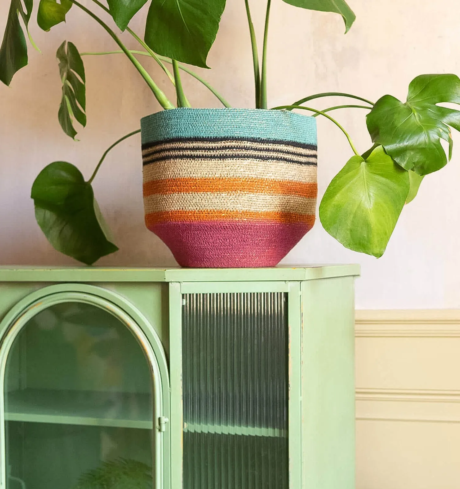 Graham & Green Multicoloured Stripe Basket