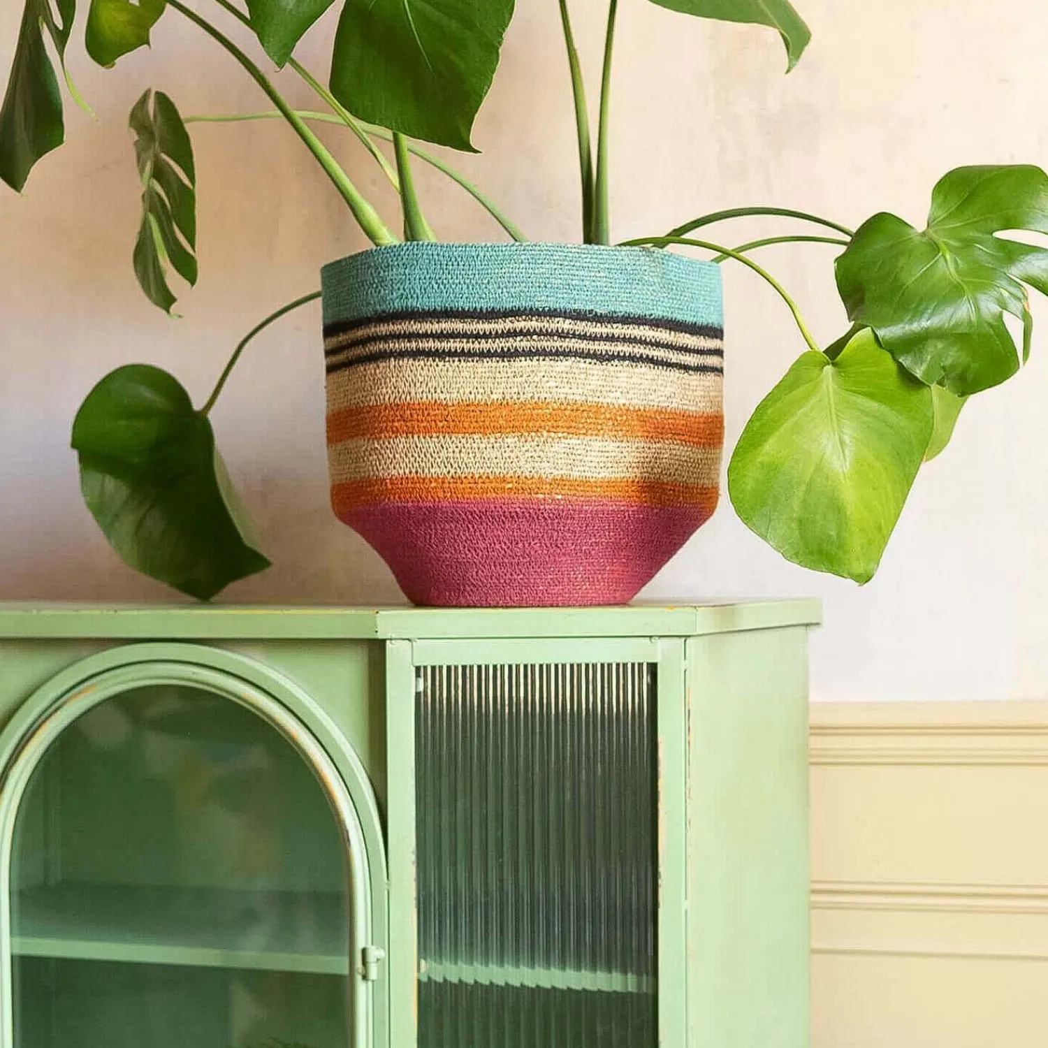 Graham & Green Multicoloured Stripe Basket