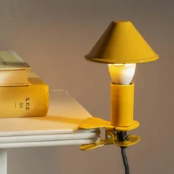 Graham & Green Mustard Enamel Mushroom Clip Lamp