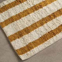 Graham & Green Mustard Striped Tufted Bath Mat