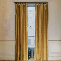 Graham & Green Mustard Velvet Single Curtains