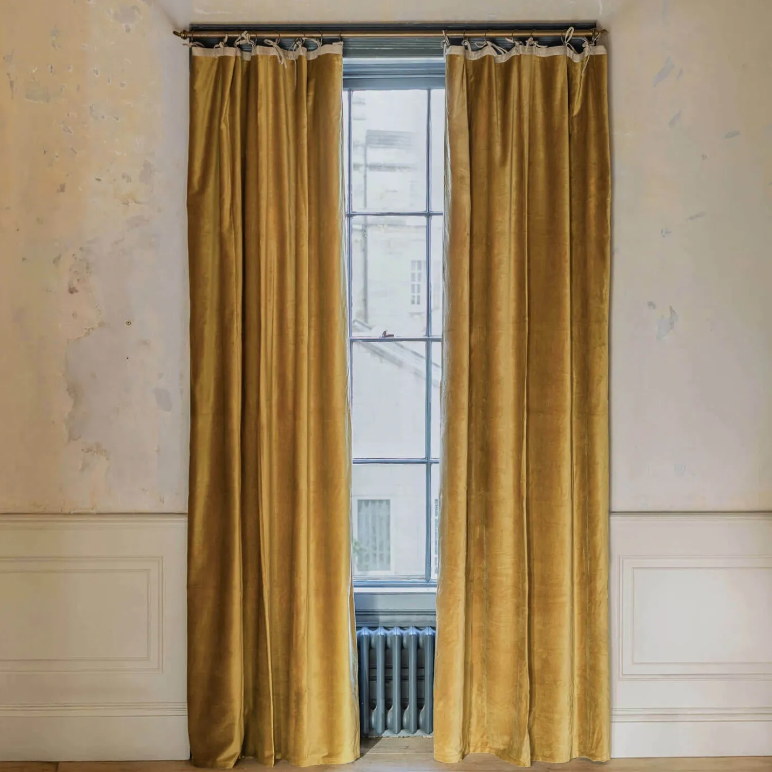 Graham & Green Mustard Velvet Single Curtains