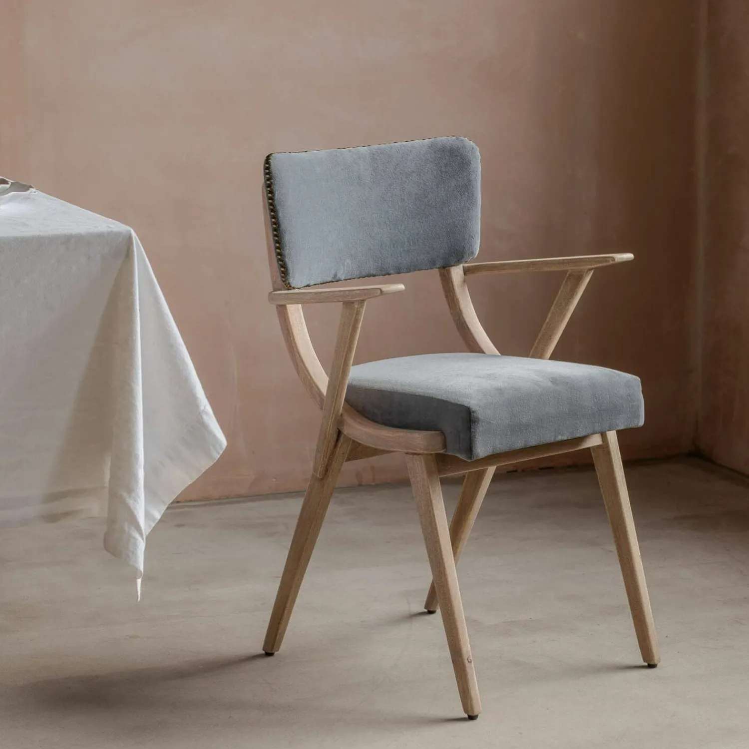Graham & Green Myles Grey Velvet Armchair