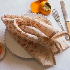Graham & Green Natural Flower Block Printed Napkin