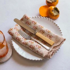 Graham & Green Natural Flower Block Printed Napkin