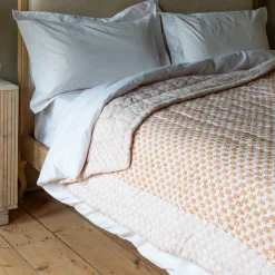 Graham & Green Natural Flower Hand-Printed Quilt