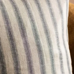 Graham & Green Natural Grey Striped Large Square Cushion
