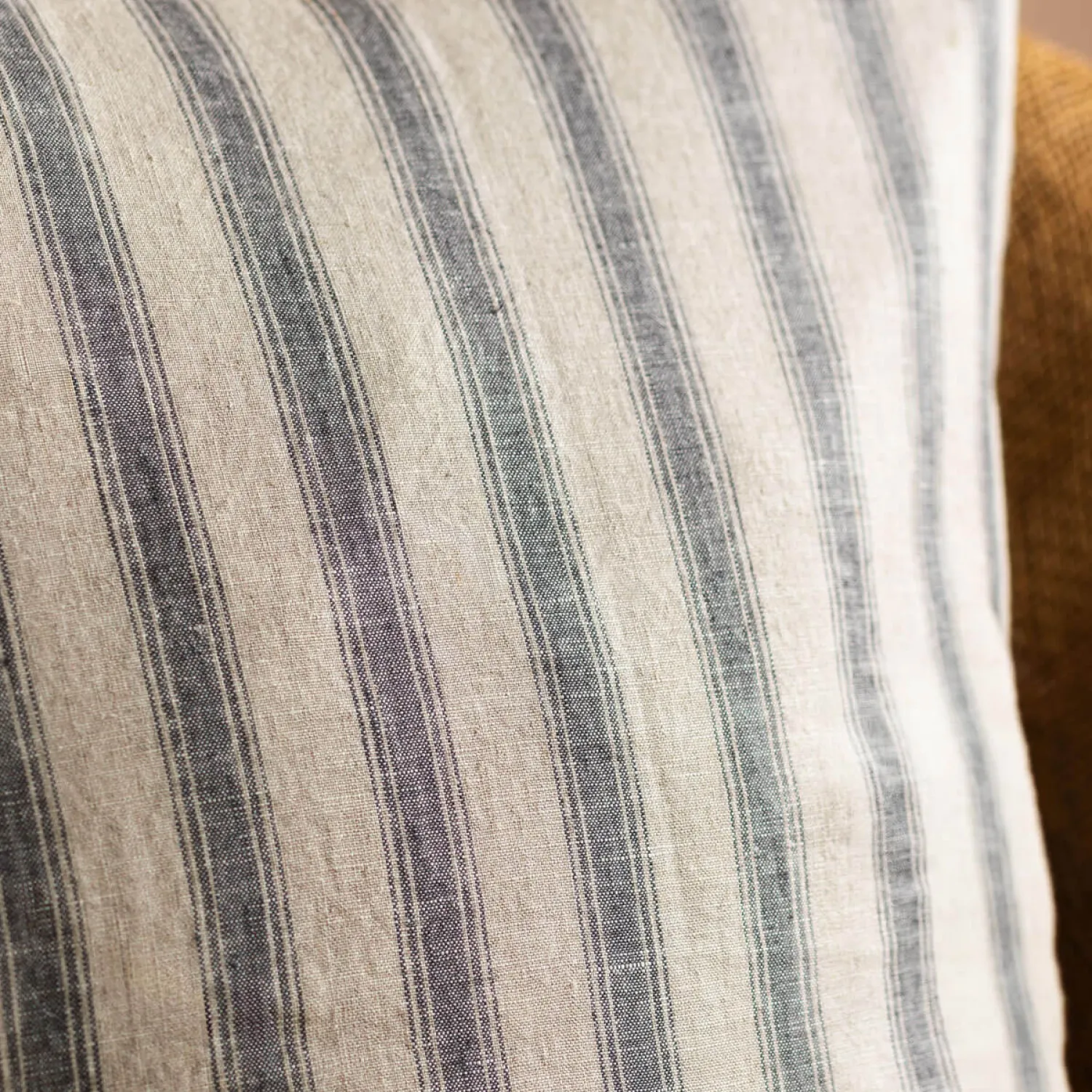 Graham & Green Natural Grey Striped Large Square Cushion