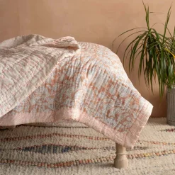 Graham & Green Natural Leaf Hand-Printed Quilt