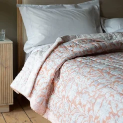 Graham & Green Natural Leaf Hand-Printed Quilt