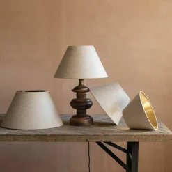 Graham & Green Natural Linen and Gold Empire Lamp Shades