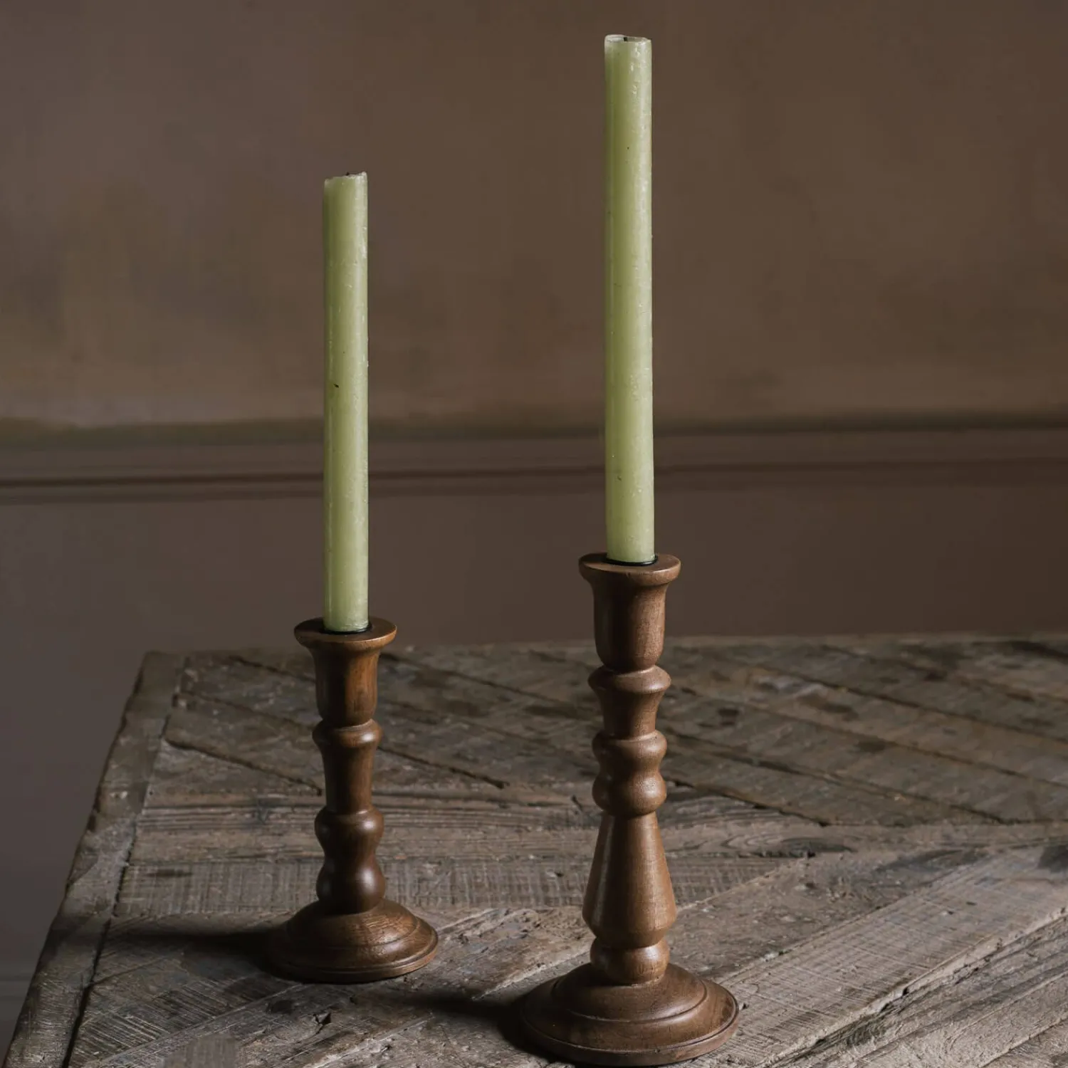 Graham & Green Natural Mango Wood Candle Holders