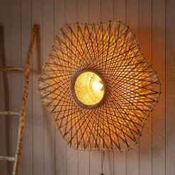 Graham & Green Natural Woven Bamboo Wall Light Large