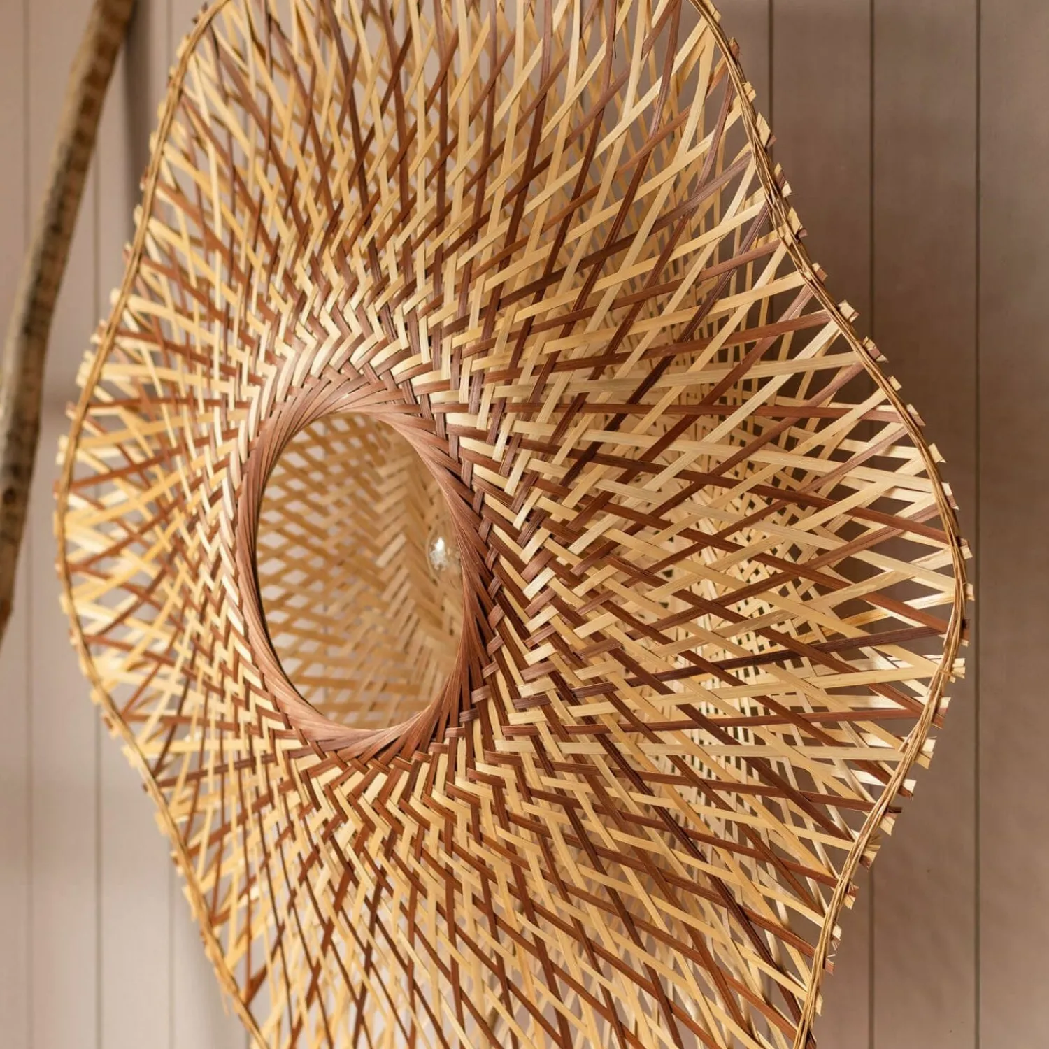 Graham & Green Natural Woven Bamboo Wall Light Large