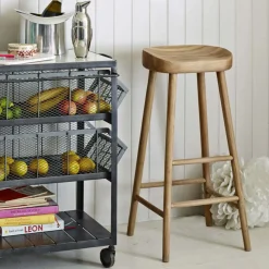 Graham & Green Oak Farmhouse Bar Stool