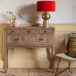Graham & Green Oak Four Door Console Table