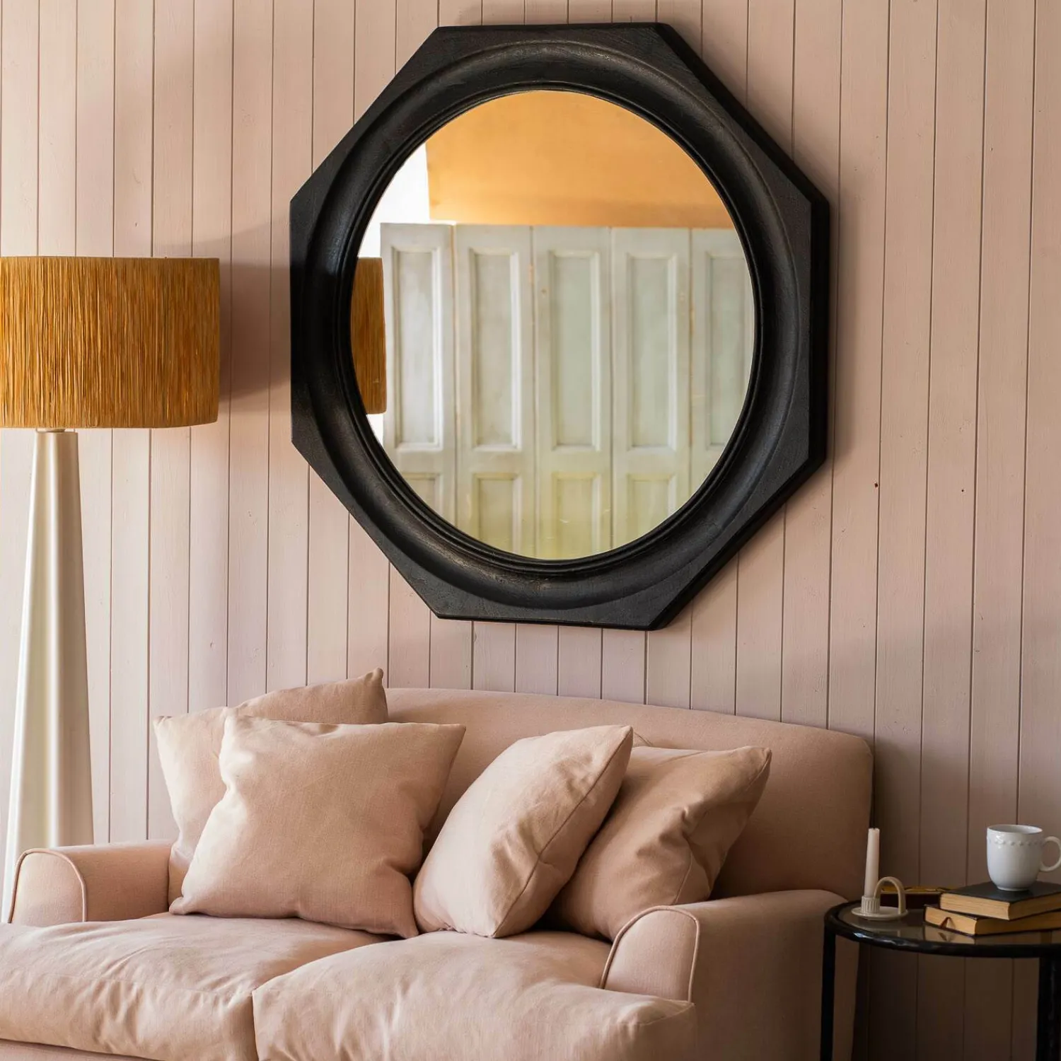Graham & Green Octavia Large Black Wood Wall Mirror