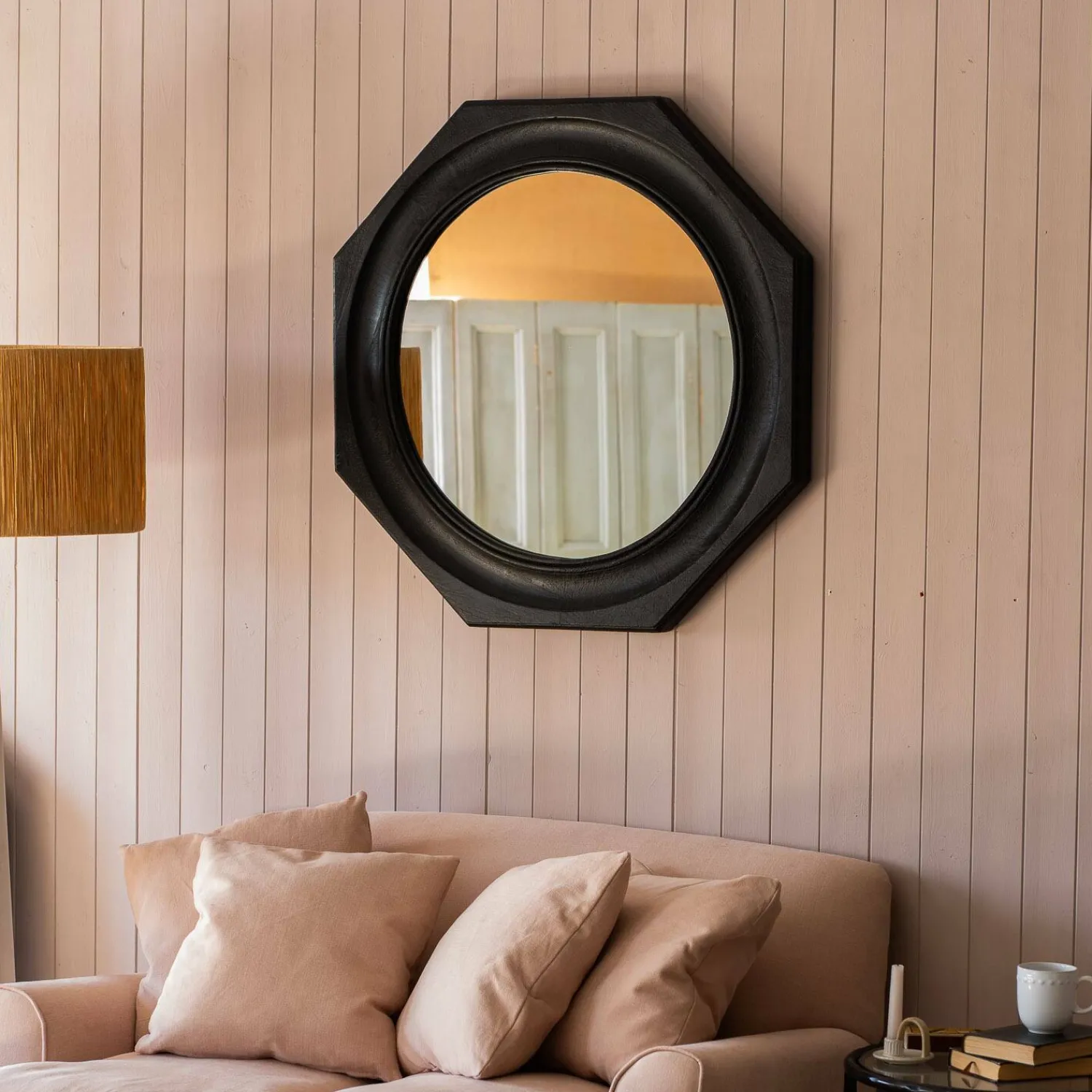 Graham & Green Octavia Small Black Wood Wall Mirror