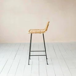 Graham & Green Ola Graphic Weave Rattan Kitchen Stool