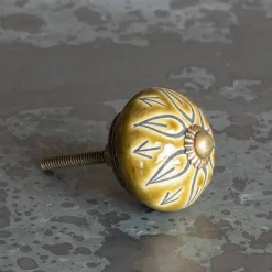 Graham & Green Olive Floral Ceramic Knob