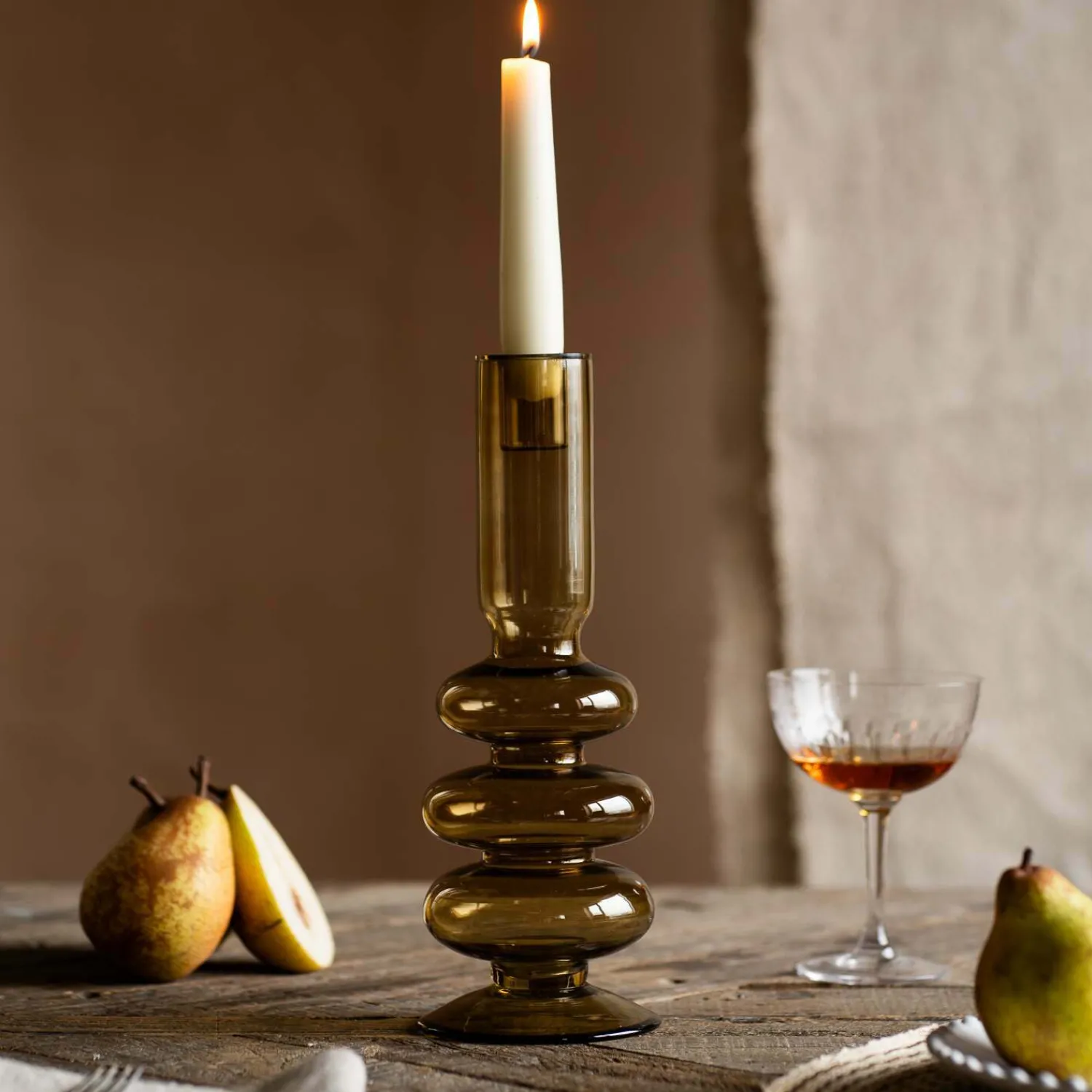 Graham & Green Olive Green Bubble Candle Holder