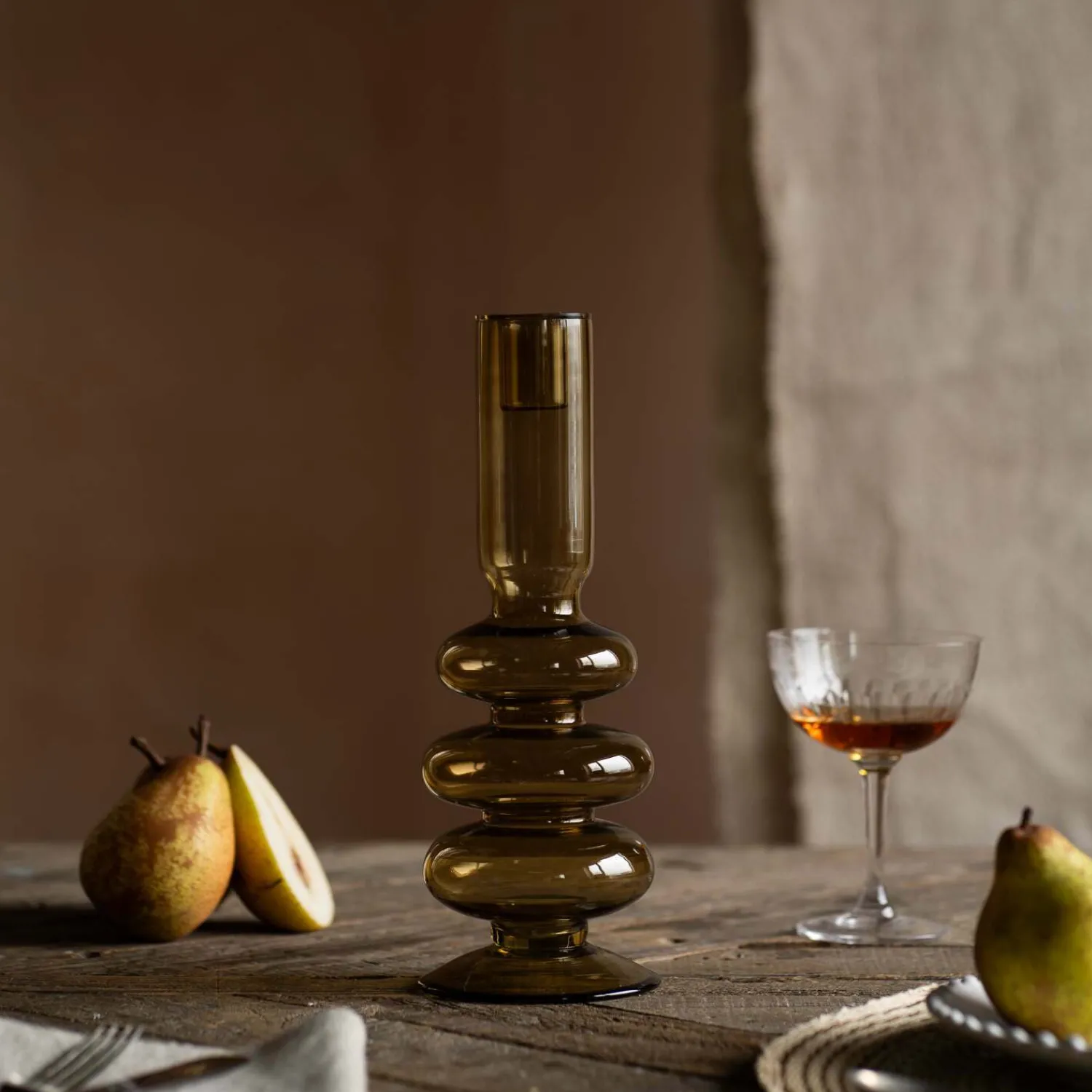 Graham & Green Olive Green Bubble Candle Holder