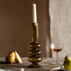Graham & Green Olive Green Bubble Candle Holder
