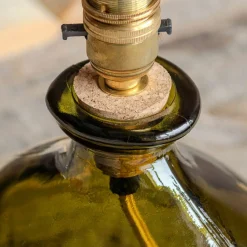 Graham & Green Olive Green Recycled Glass Table Lamp