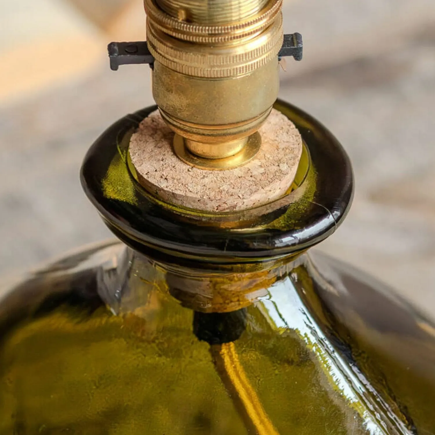 Graham & Green Olive Green Recycled Glass Table Lamp