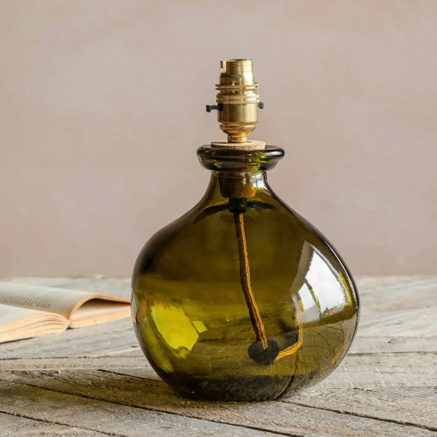 Graham & Green Olive Green Recycled Glass Table Lamp
