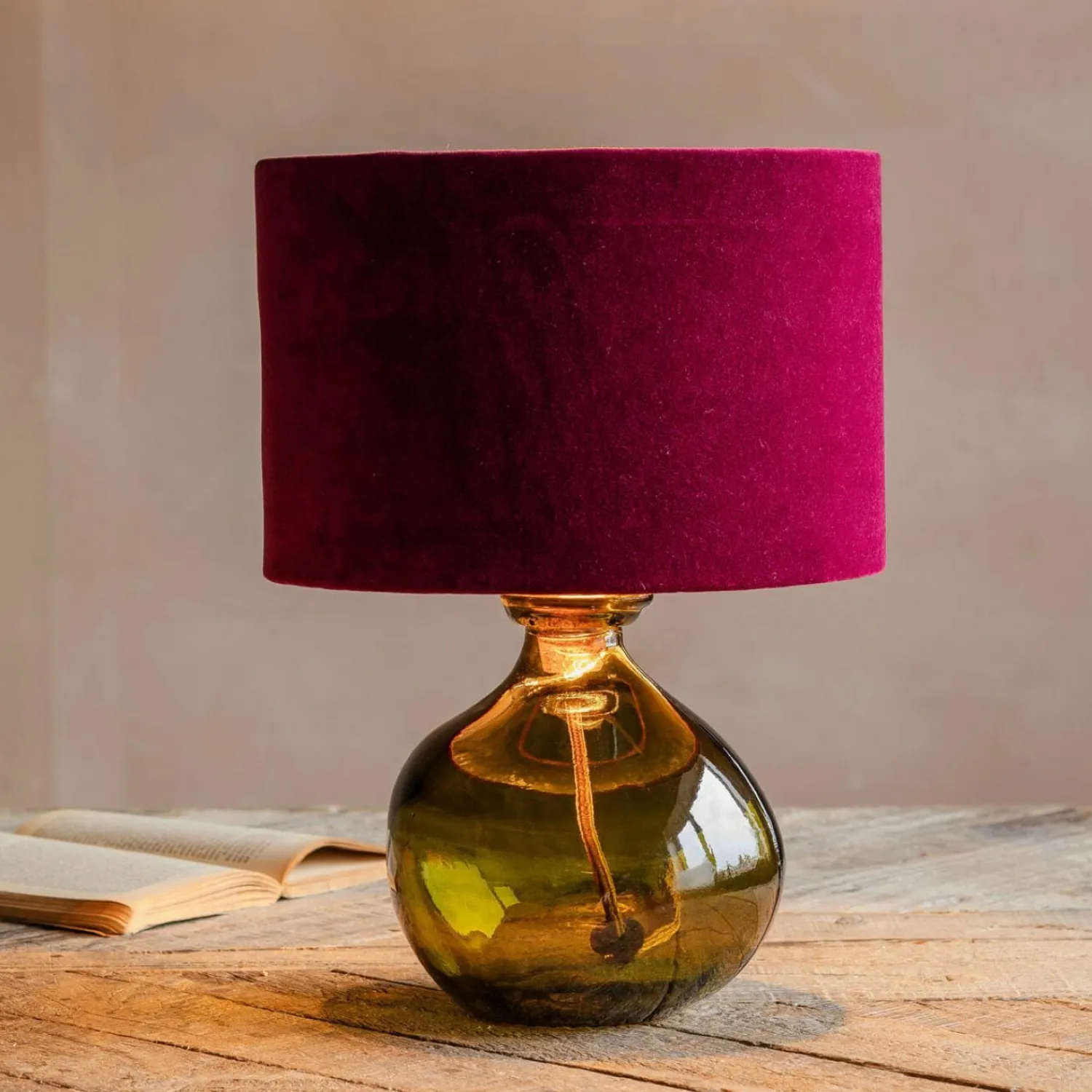Graham & Green Olive Green Recycled Glass Table Lamp