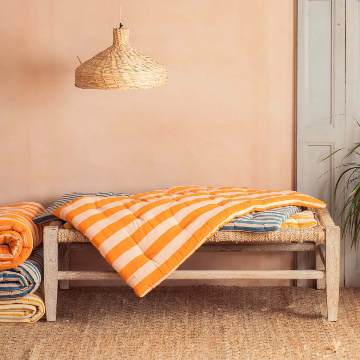 Graham & Green Orange Candy Stripe Small Seat Mat