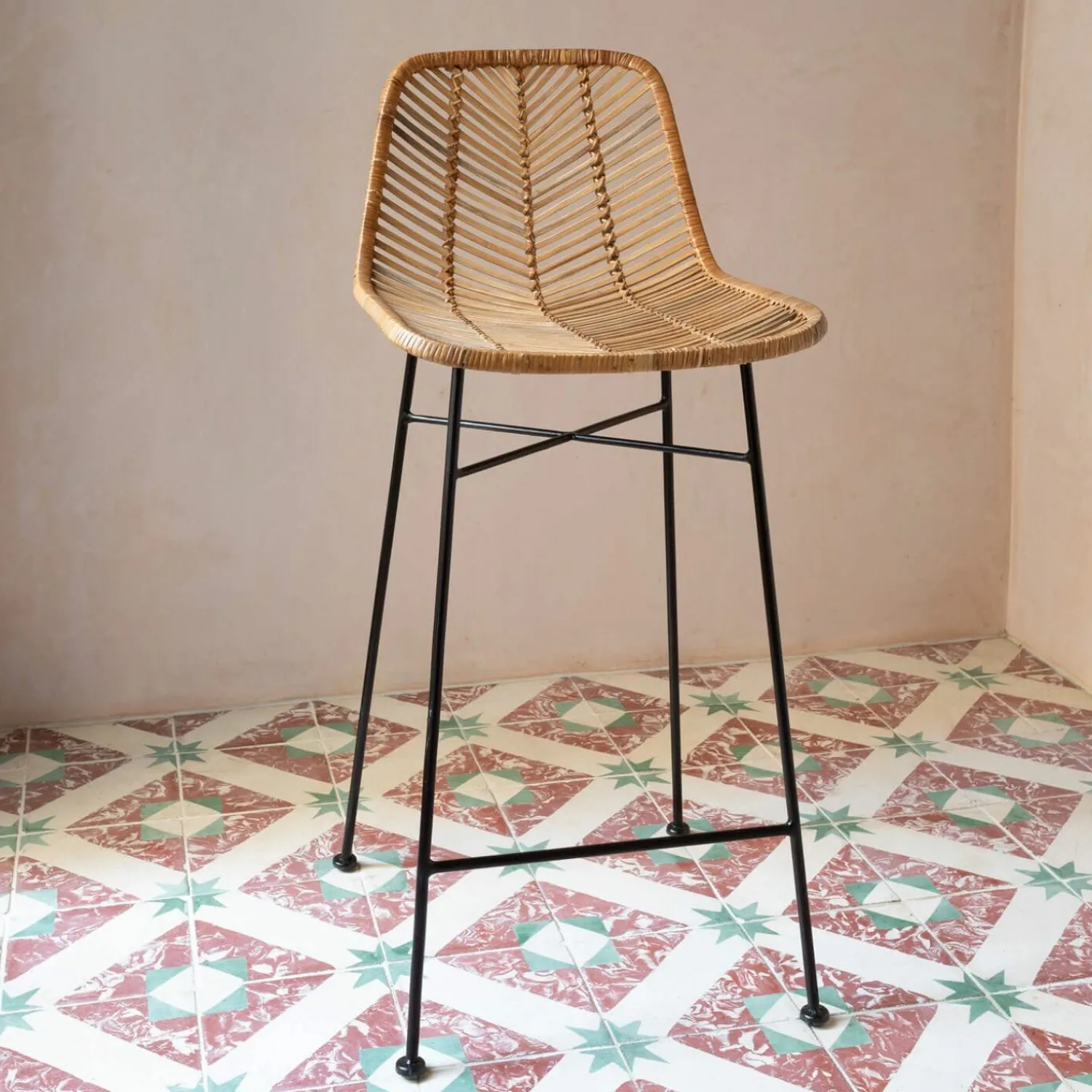 Graham & Green Oslo Natural Kitchen Stool